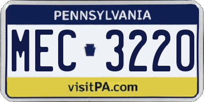 PA license plate MEC3220