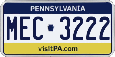 PA license plate MEC3222