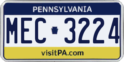 PA license plate MEC3224