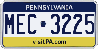 PA license plate MEC3225