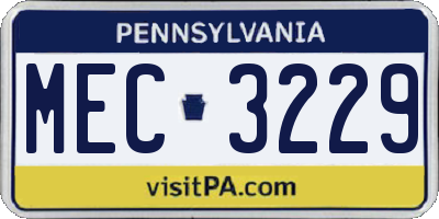PA license plate MEC3229