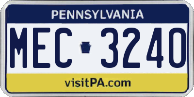 PA license plate MEC3240