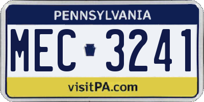 PA license plate MEC3241