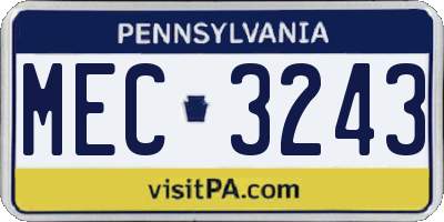 PA license plate MEC3243