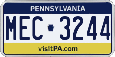 PA license plate MEC3244
