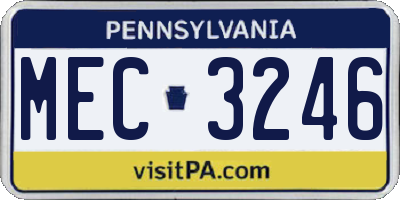 PA license plate MEC3246