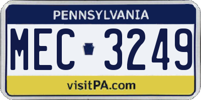 PA license plate MEC3249