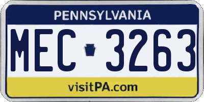 PA license plate MEC3263