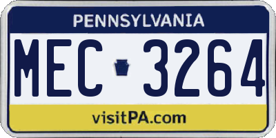 PA license plate MEC3264