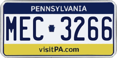 PA license plate MEC3266