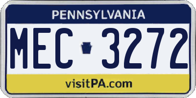 PA license plate MEC3272