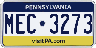 PA license plate MEC3273