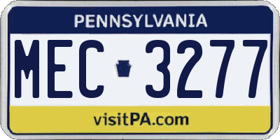 PA license plate MEC3277