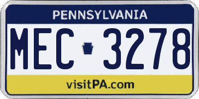 PA license plate MEC3278