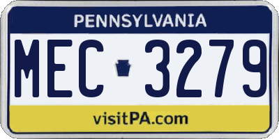 PA license plate MEC3279