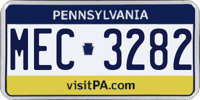 PA license plate MEC3282