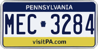 PA license plate MEC3284