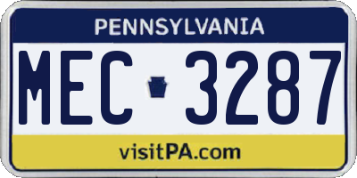 PA license plate MEC3287
