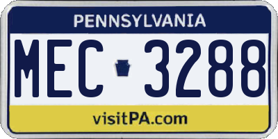 PA license plate MEC3288