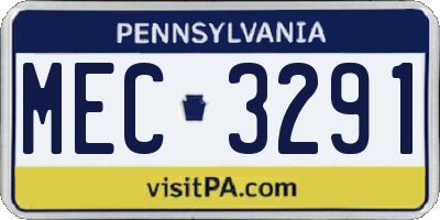 PA license plate MEC3291