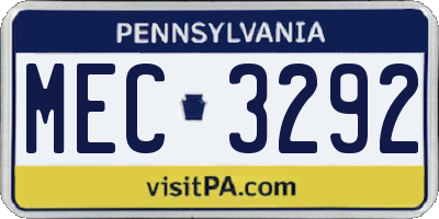 PA license plate MEC3292