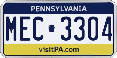 PA license plate MEC3304