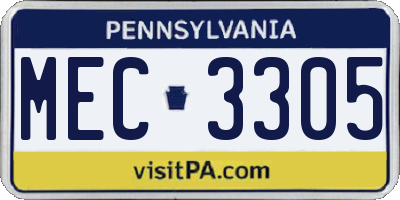 PA license plate MEC3305
