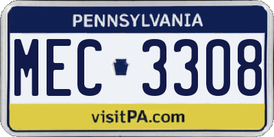 PA license plate MEC3308