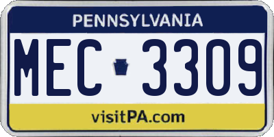 PA license plate MEC3309