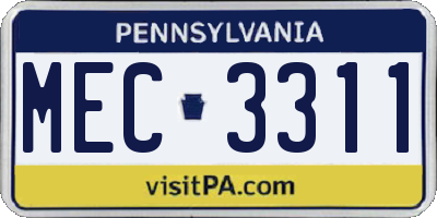 PA license plate MEC3311