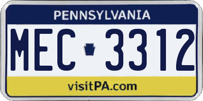 PA license plate MEC3312