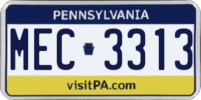 PA license plate MEC3313