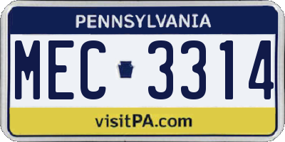 PA license plate MEC3314