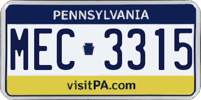 PA license plate MEC3315