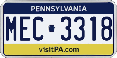 PA license plate MEC3318