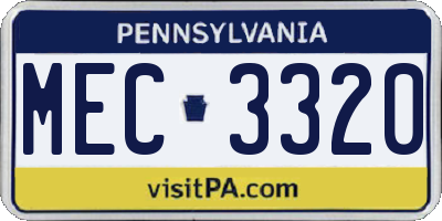 PA license plate MEC3320