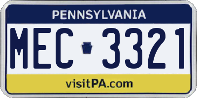 PA license plate MEC3321