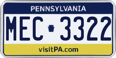 PA license plate MEC3322