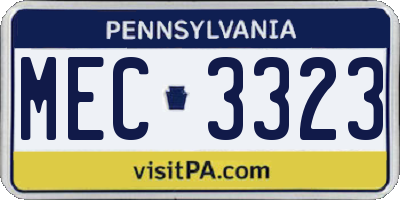 PA license plate MEC3323