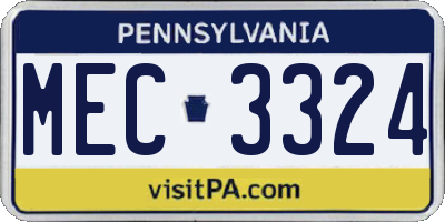 PA license plate MEC3324