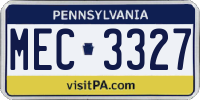 PA license plate MEC3327
