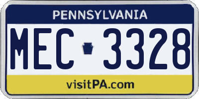 PA license plate MEC3328
