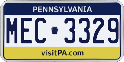 PA license plate MEC3329