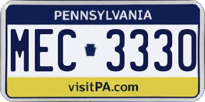 PA license plate MEC3330