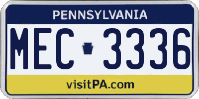 PA license plate MEC3336