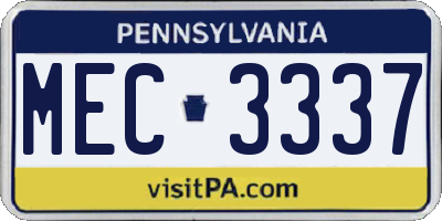 PA license plate MEC3337