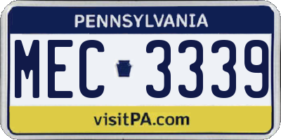 PA license plate MEC3339