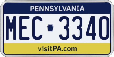 PA license plate MEC3340