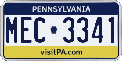 PA license plate MEC3341