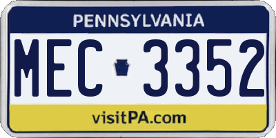 PA license plate MEC3352